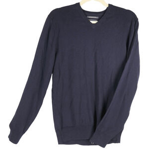 Wallin & Bros. Sweater Blue Cotton Cashmere Blend Men’s Size S V-neck Golf Biz